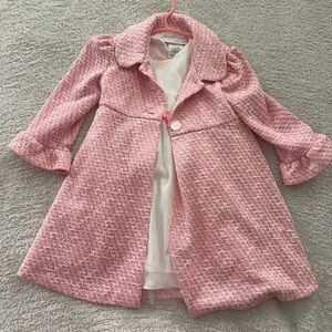Bonnie Jean Pink Tweed Kids Pea Coat & Dress Set